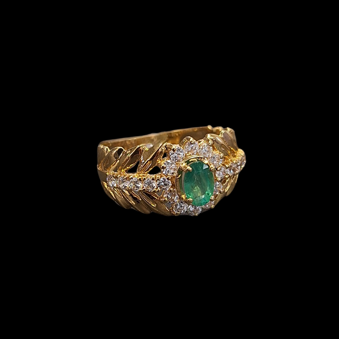 ANILLO CIRCONITAS Y ESMERALDA -AN966