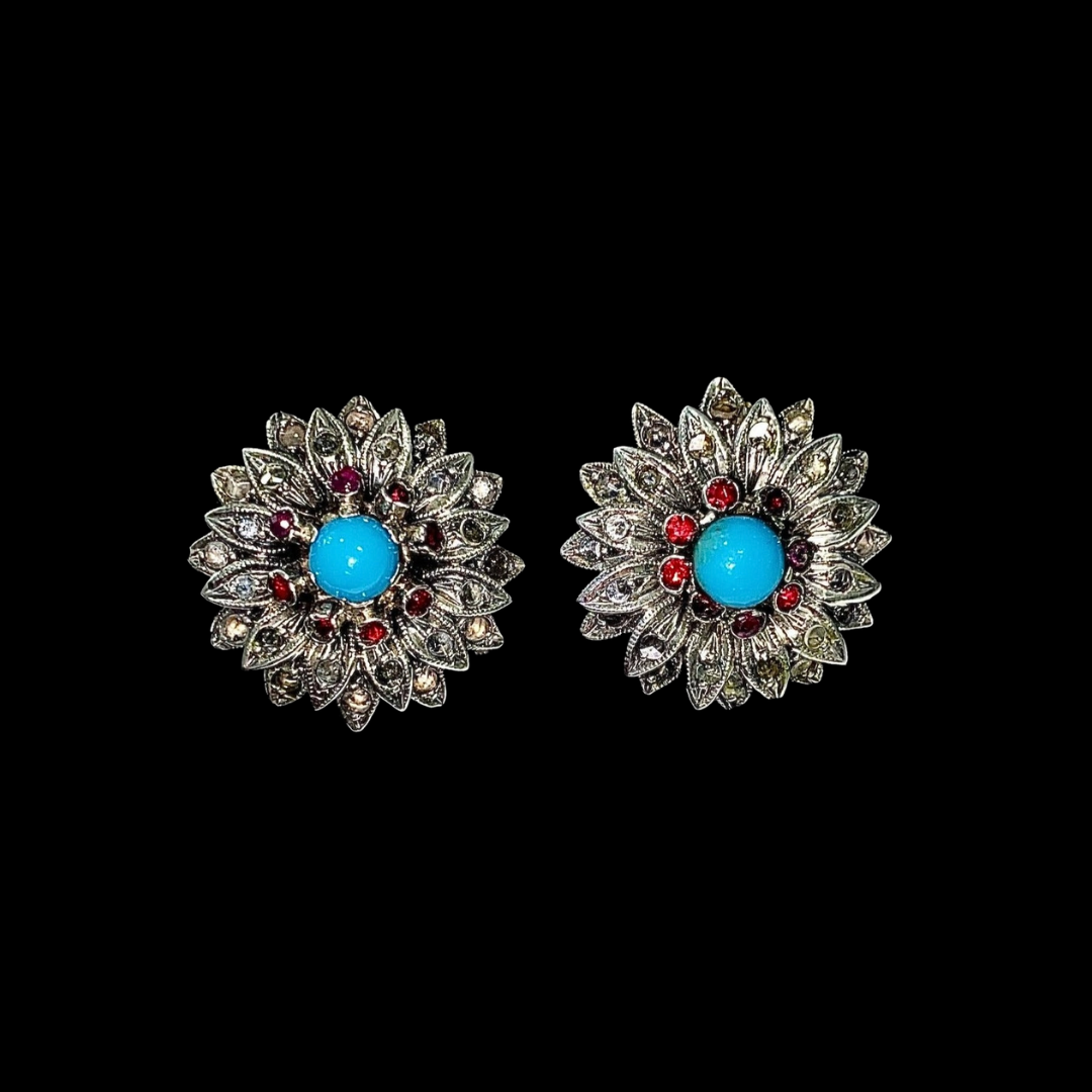 PENDIENTES TALLA ANTIGUA CON TURQUESA - JPT028