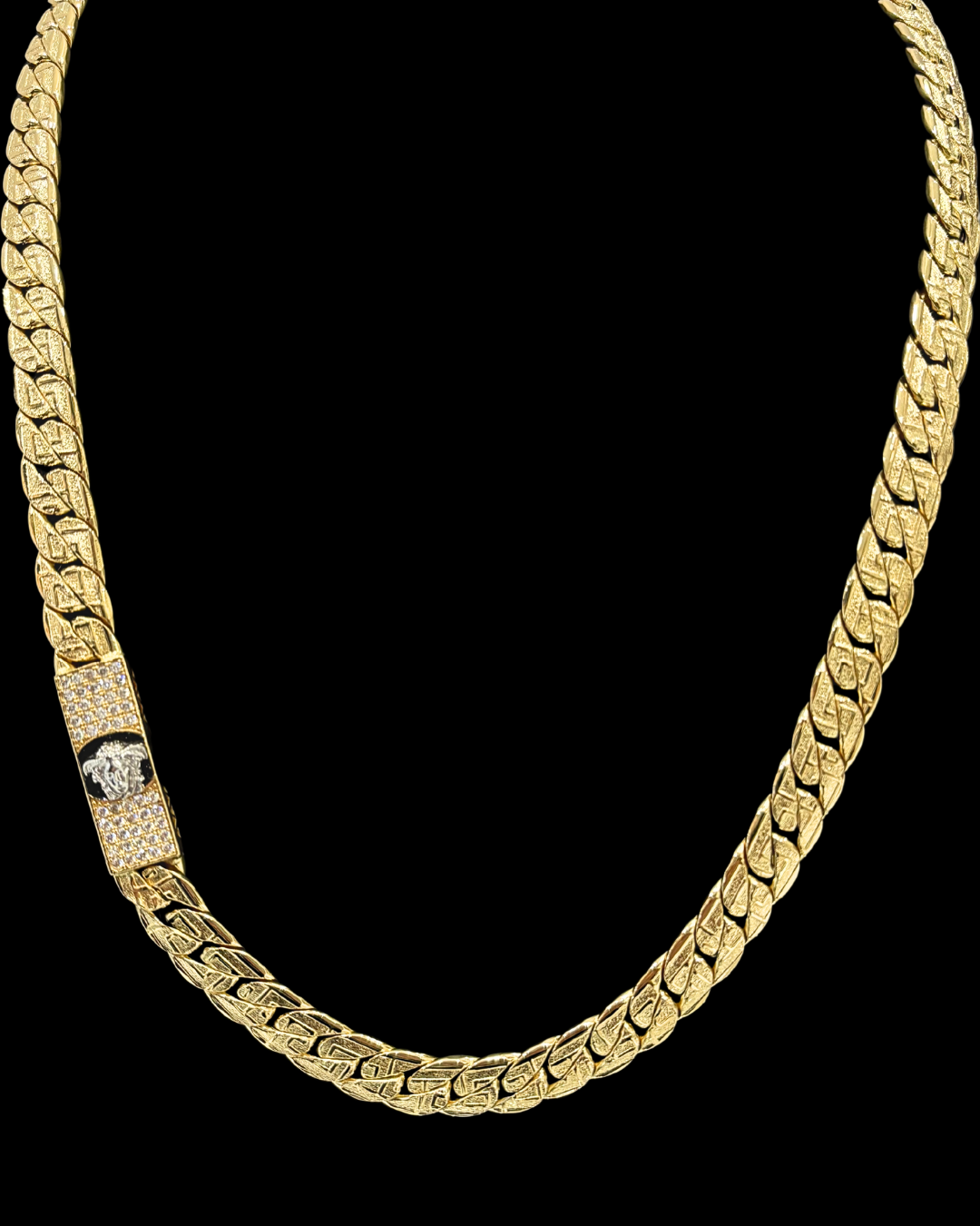 CADENA CUBANA ESTILO VERSACE CON 1 MODULO Y CIRCONITAS -JCD240