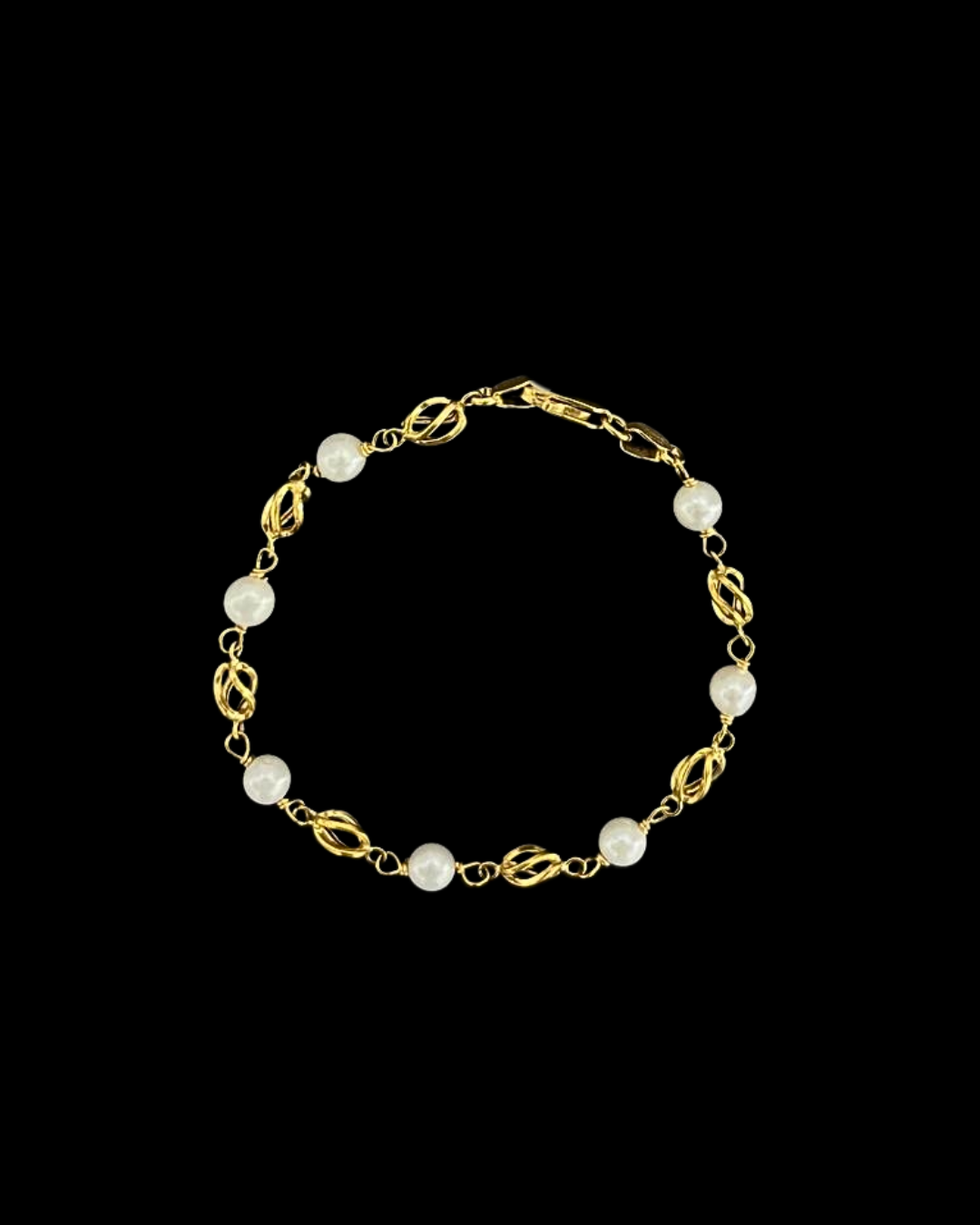 JPU023 - PULSERA ESLABONES JAULA PEQUEÑOS Y PERLAS