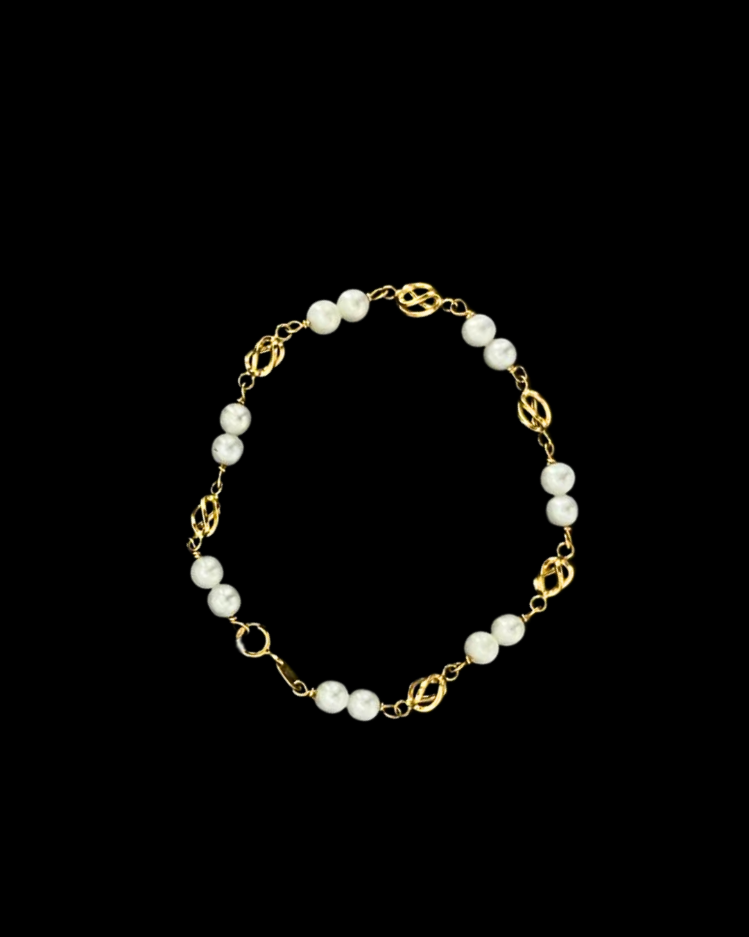 JPU024 - PULSERA ESLABONES JAULA Y PERLAS