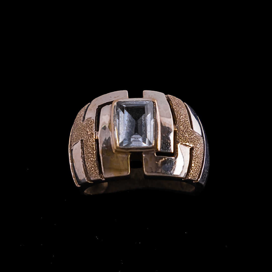 ANILLO BICOLOR AGUAMARINA -AN100