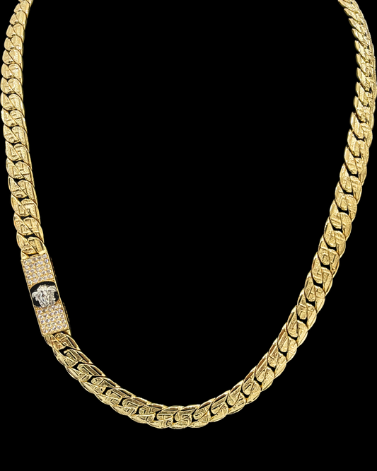 CADENA CUBANA ESTILO VERSACE CON 1 MODULO Y CIRCONITAS -JCD240