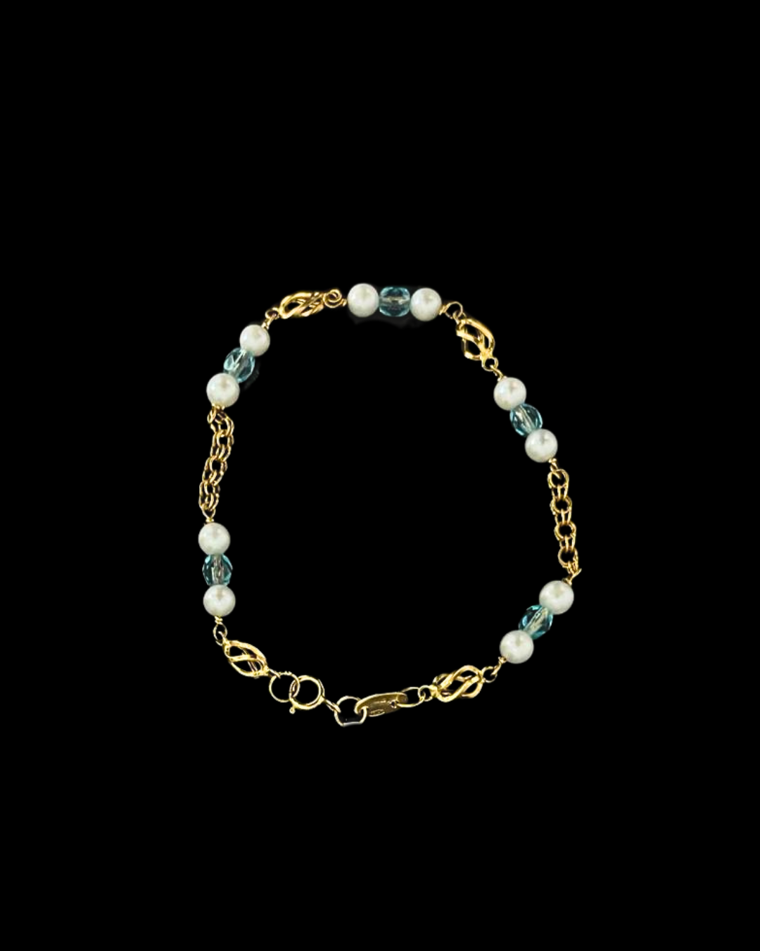 JPU008 - PULSERA PERLAS Y CRISTAL AZUL