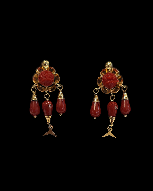 PENDIENTES CORAL ROJO -PT691